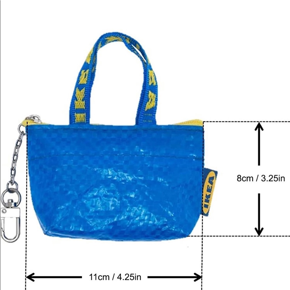 NWT IKEA mini blue zip bag keychain change purse 1 - Picture 3 of 6